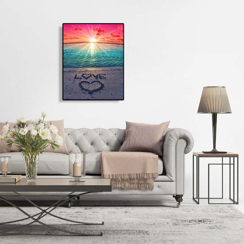 Oil Painting By Number Kit Seaside Scenery Canvas Modern DIY Hand Paint Drawing