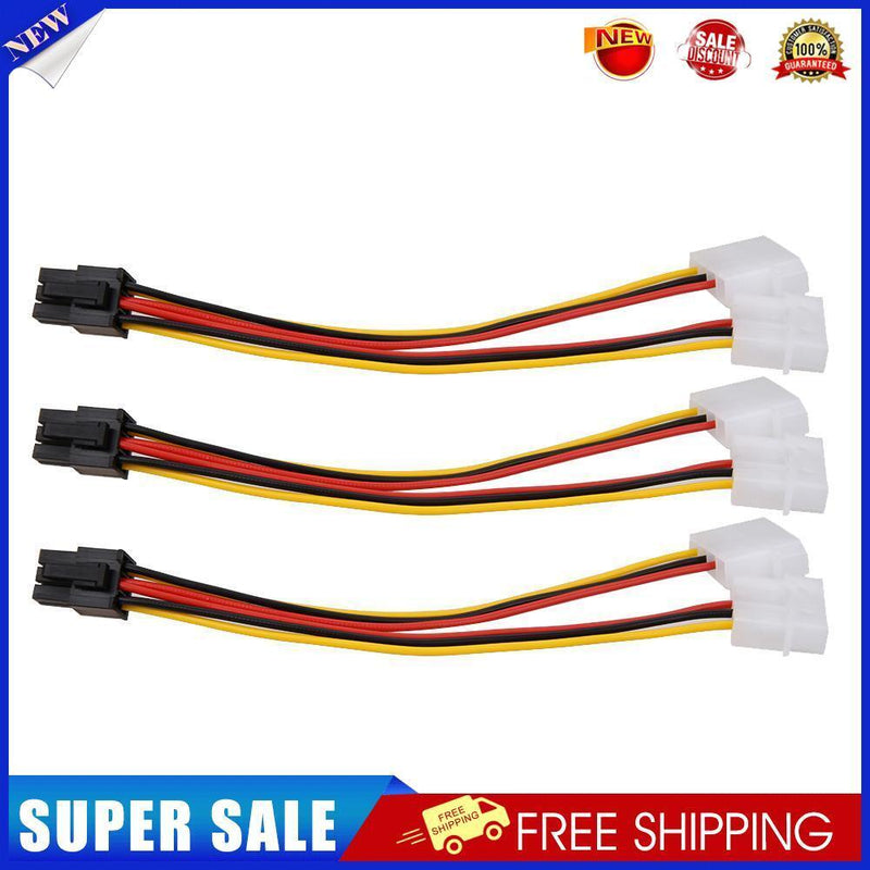 3pcs Display Card Power Line 4pin to 6pin Line Special Purpose for Mining
