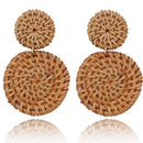Rattan Earrings Geometric Retro Handmade Woven Straw Statement Circle Earrings