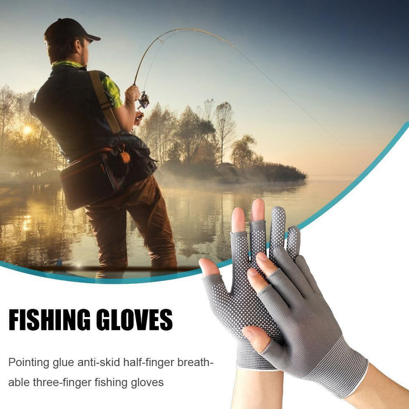 5pcs 3 Fingers Cut Fishing Gloves Anti-Slip Sunscreen Angling Gloves