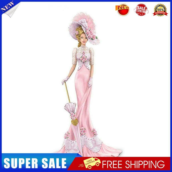 Lady in Pink Dress Oil Paint By Numbers Kit DIY Acrylic Painting on Canvas