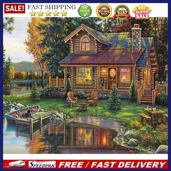 50x40cm Colorful DIY Paint By Numbers Kit Lake House Scenery Home Decor Art Gift