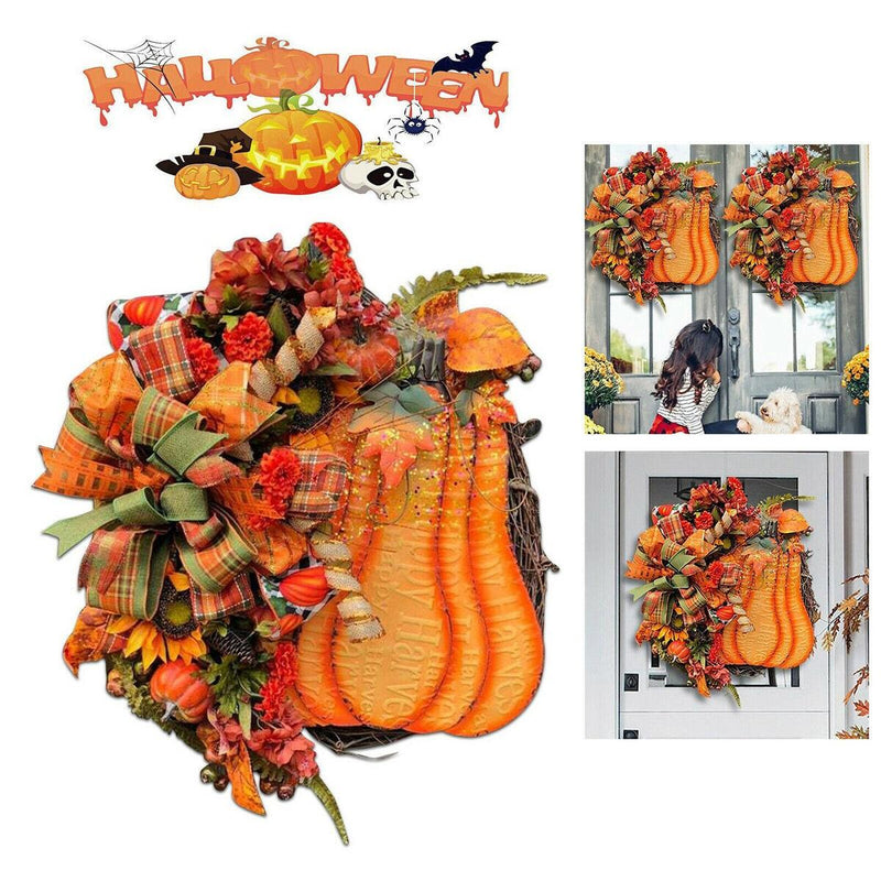 Herbstkranz Türkranz für Haustür Kürbisse Blatt Halloween Dekor Geschenk.