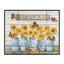 Full Cross Stitch 11CT Cotton Thread DIY Letter Flower Printed Embroidery K