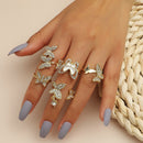 1set Korean Rhinestone Butterfly Ring Simple Lady Opening Finger Rings Jewe