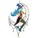 Stained Glass Halloween Witch On Moon Suncatcher Window Hangings Art Decoration