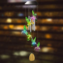 Colorful LED Solar Light Outdoor Wind Chime Hummingbird Pendant Lamps (A) Newly