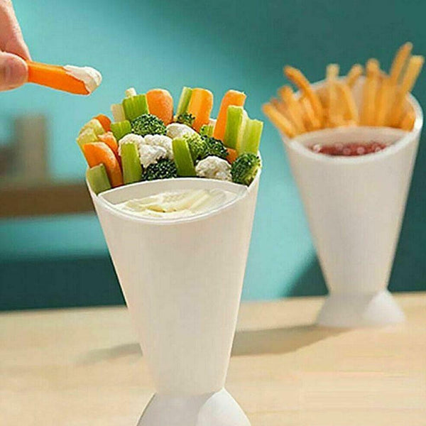 Dipper Fry Snack Cone Stand French Fries Sauce Ketchup Dip L0Y5 Container Y0M7