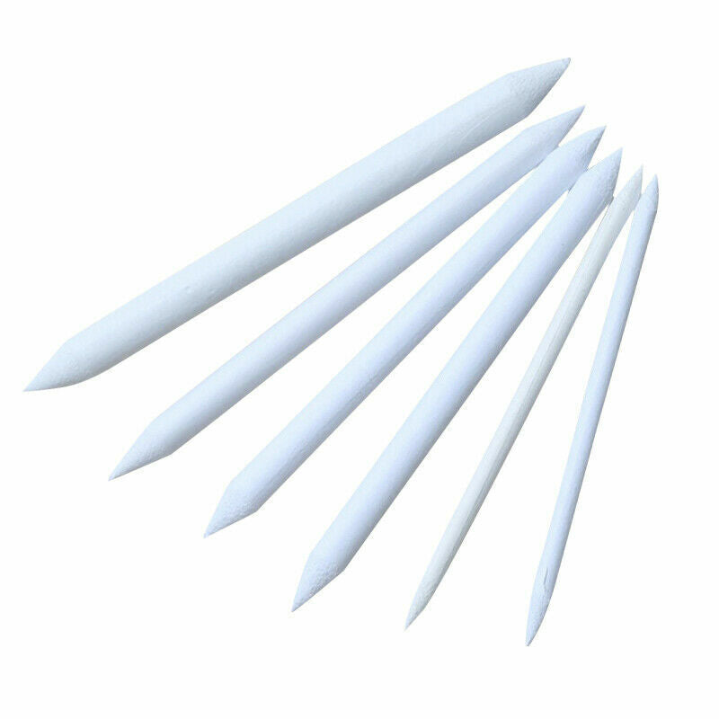 6Pcs White Pastel Charcoal Blender Stump Tortillon Drawing Pen Sketch J9G5