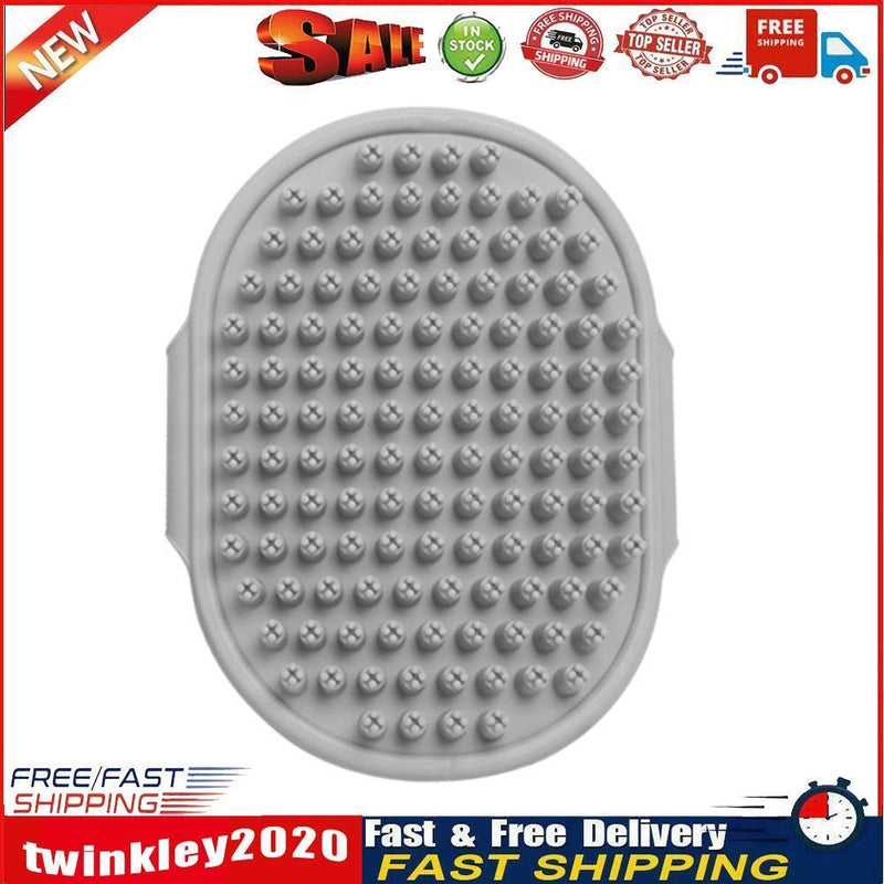 Dog Cat Bath Brush Comb Rubber Pet Hair Fur Grooming Massage Glove (Grey) Newly