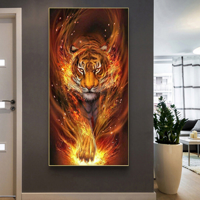 Flame Animal Oil Paint By Numbers Kits Canvas Picture DIY Wall Art Craft Sets