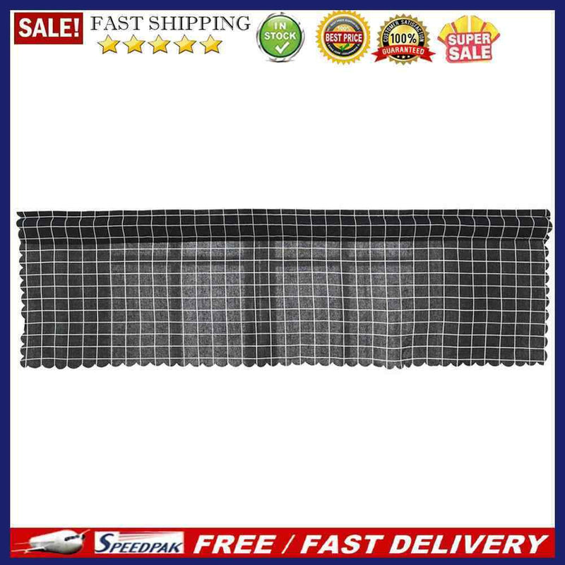 Roman Blackout Windows Half-Curtains Kitchen Short Valance (Black Plaid)