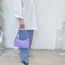Fashion Solid Color Underarm Bag Women Zipper Nylon Hobos Bags (Purple)