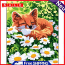 Oil Paint by Numbers Cute Fox Canvas Artwork Living Room Picture DIY Decoration