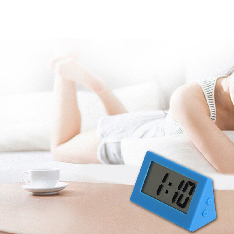 Mini LCD Digital Electronic Desktop Time Clocks Silent Desk Clocks (Blue)