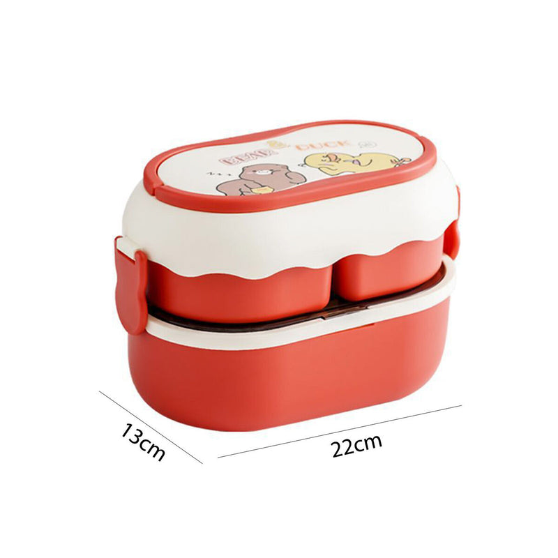 Double Layer Bento Lunch Box Cartoon Food Storage Container Leakproof for Picnic