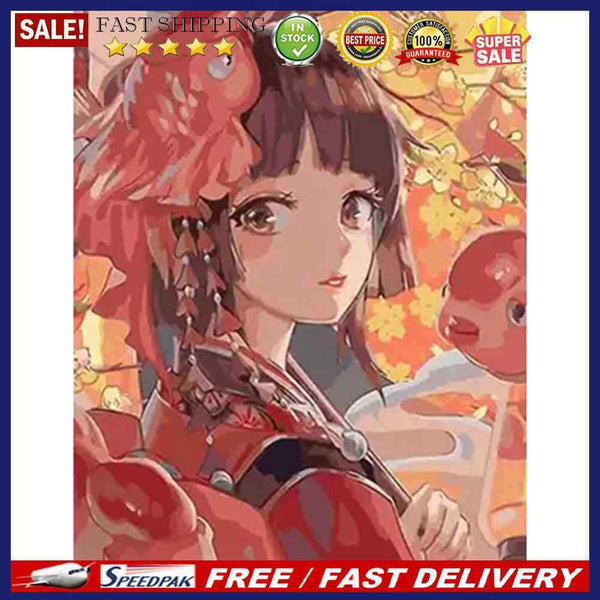 Hand Painted Oil Anime Girl Drawing DIY Canvas Paint By Numbers Kit Wall De