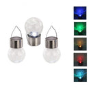 LED Solar Lamp Cracked Glass Ball Hanging Light Waterproof Garden Decor (F)