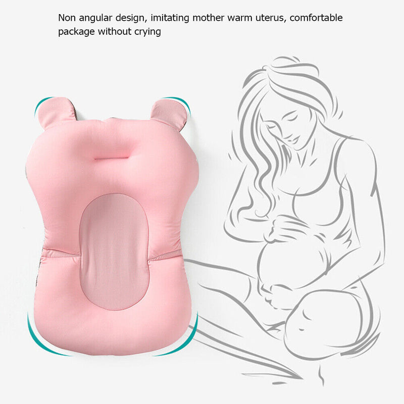 Cartoon Portable Soft Baby Shower Bath Pad Mat Adjustable Bath Rack (Pink) Newly