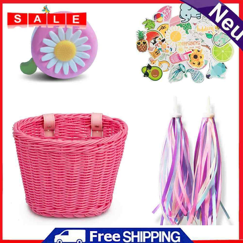 4pcs/Set Handwoven Bicycle Front Basketball Adjustable Bike Handleable Storage Basketball