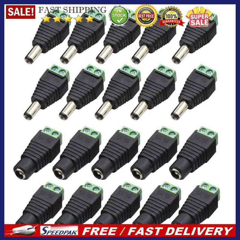 10pcs Female+10pcs Male DC Connector 2.1x5.5mm Power Adapter Cable Connectors