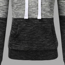 Fashion Leisure Women Long Sleeve Hit Color Stitching Drawstring Autumn Hoodies