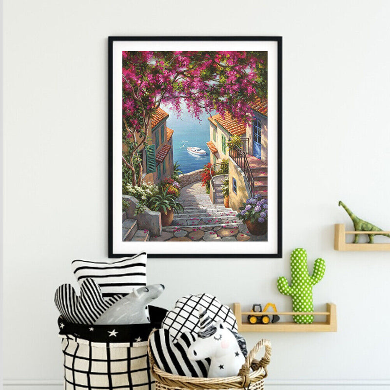Seaside House Paint By Numbers Kit DIY Frameless Acrylic Picture On Canvas