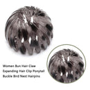 Women Bun Hair Claw Expanding Ponytail Buckle Bird Nest Hair Clip (Grey)