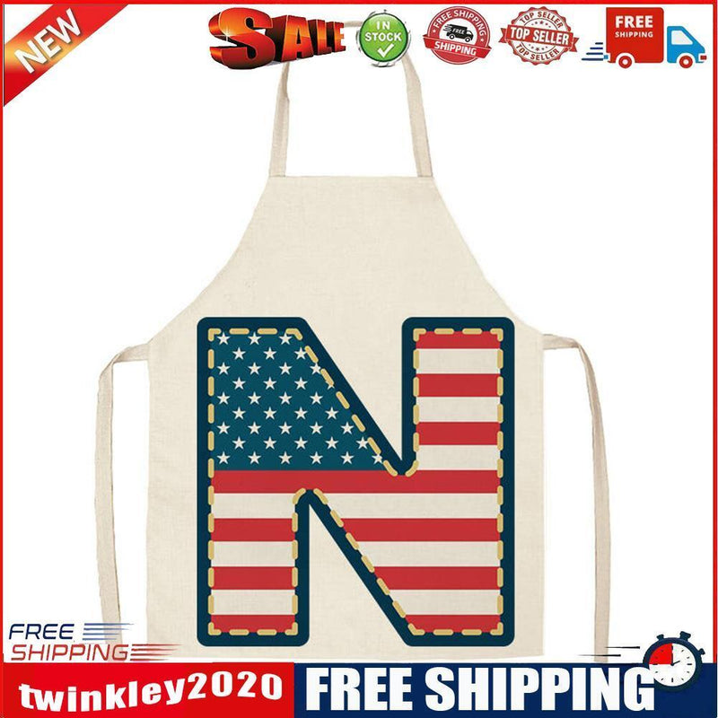 Flag N Print Apron Linen Waterproof Cooking Bibs Chefs Pinafore (68x55cm)