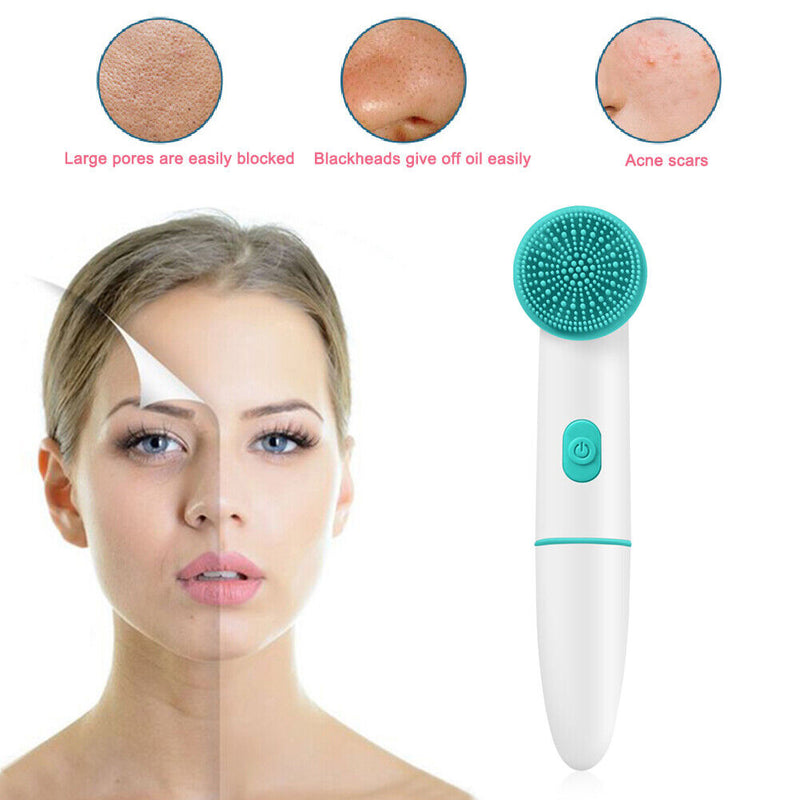 Waterproof 2 in 1 Silicone Electric Facial Cleanser Face Pore Cleansing Brush