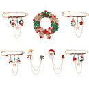 Pins Badges Brooch Snowman Christmas Pin Christmas Broches Broches Metal Chain