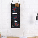 Butterfly Diamond Painting Wall Hanging Storage Bag 3 Pockets Black (AA991)