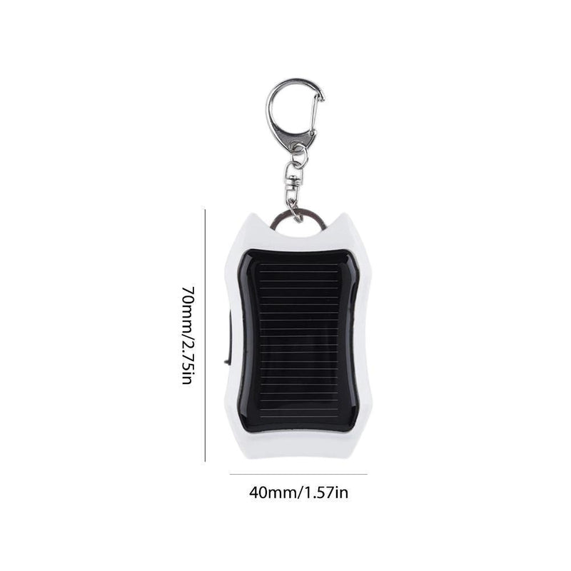 Keychain Power Bank USB Cell Phone Solar Power Bank with LED Light (White)