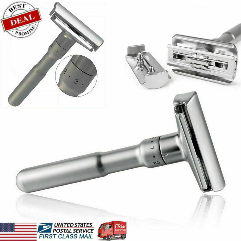 Men Adjustable Double Edge Shaving Safety Razor Shaver Blades 5pc Z Zinc w/ V6G5