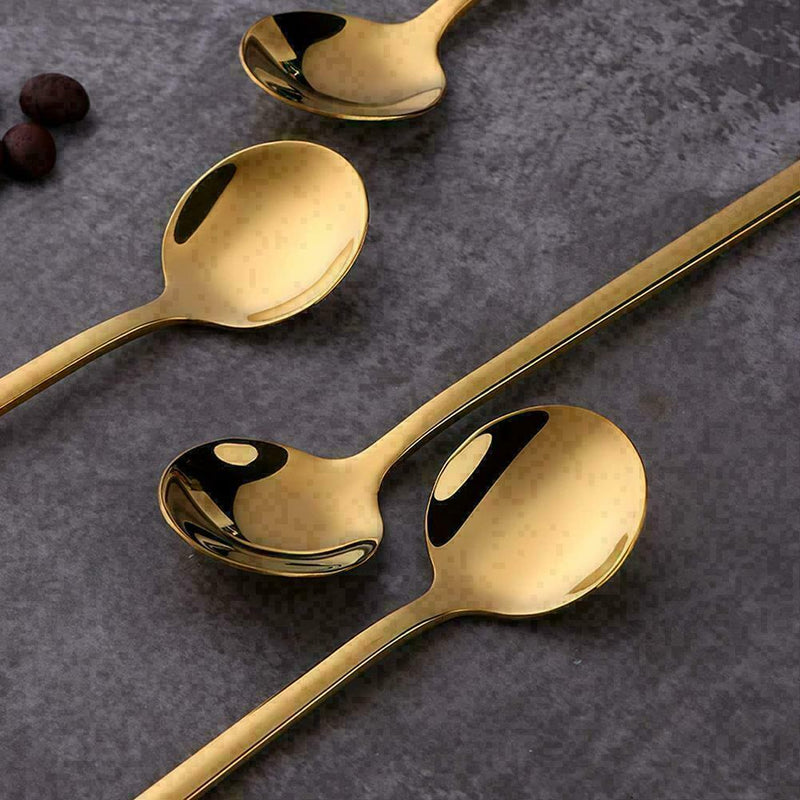 Round Shape Coffee Spoons Steel Mini Teaspoons Sugar U0T9 Y1Z4 R2A6 G2P1 Z2U8
