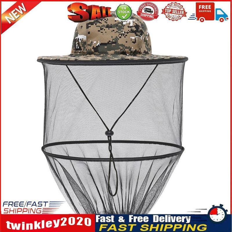 Outdoor Fishing Camp Cap Anti Mosquito Bee Sunshade Net Protector Hat (B) Newly
