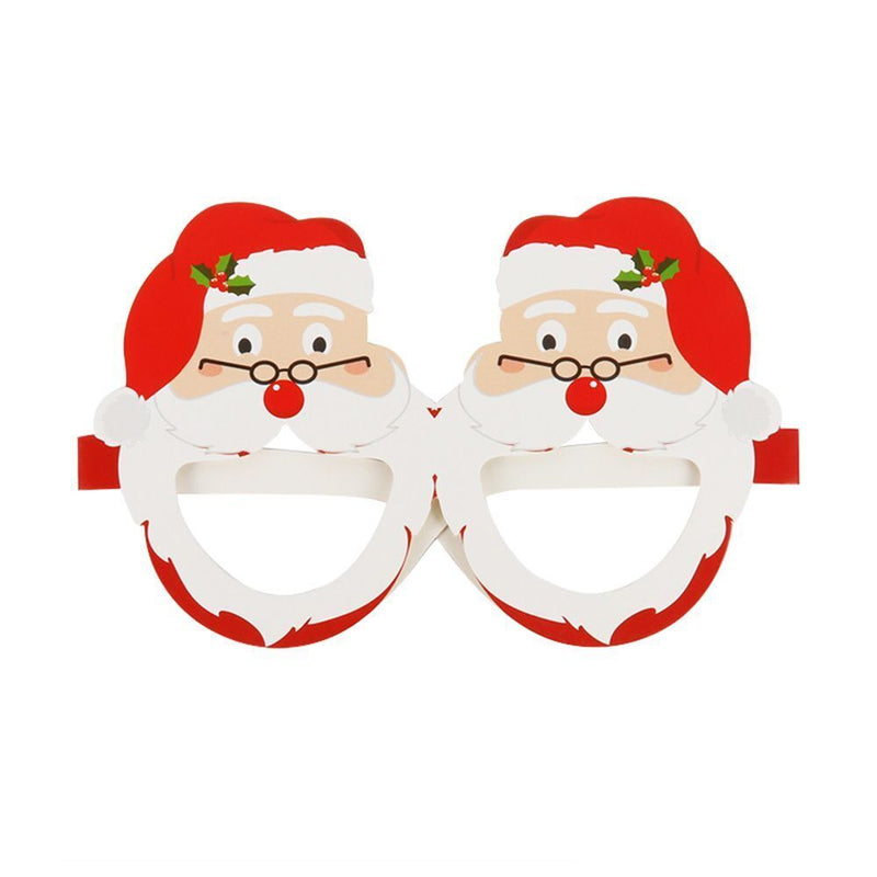 Year Navidad Christmas Glasses Paper Glasses Frame Xmas Tree Elk Santa Claus