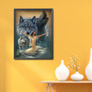 5D DIY Diamond Woman Wolf Full Round Drill Mosaic Wall Art Picture of Rhinestone
