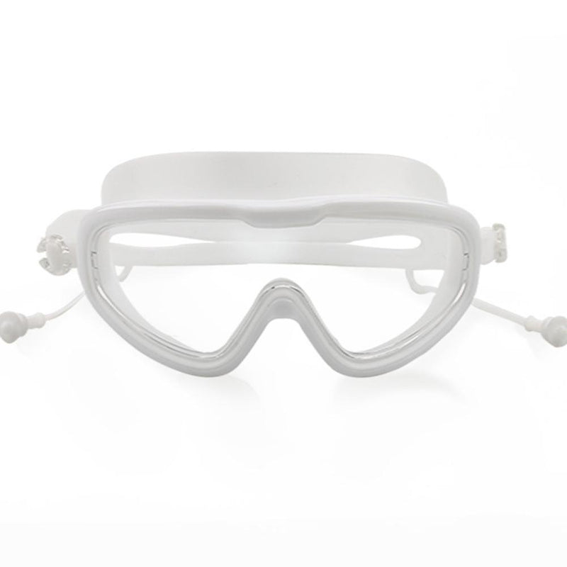 Swimming Goggles with Earplugs Waterproof Adults Diving Eyewear (White)2x