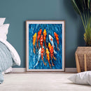 Full Embroidery Koi Fish Stamped Canvas 11CT DIY Cross Stitch Kits Decor Gifts