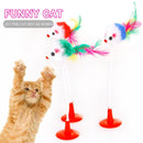 2pcs Funny Cat Toys Elastic Feather False Mouse Bottom Sucker for Pets Mous