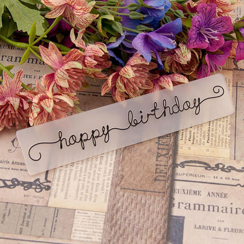 Happy Birthday DIY Scrapbook Plastic Embossing Folder Template for Album Newly