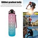 1L Sports Water Bottle with Marker Large Capacity Fitness Drink Cups (D) Newly