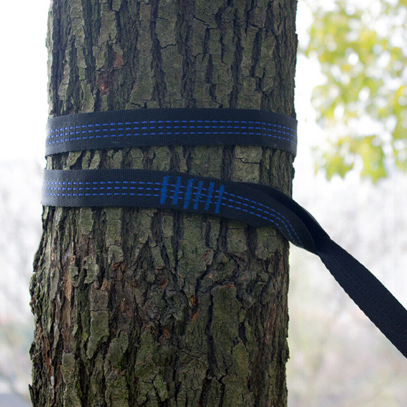 2pcs Reinforced Polyester Hammock Straps Kit Hammocks Hanging Rope (Blue) Newly