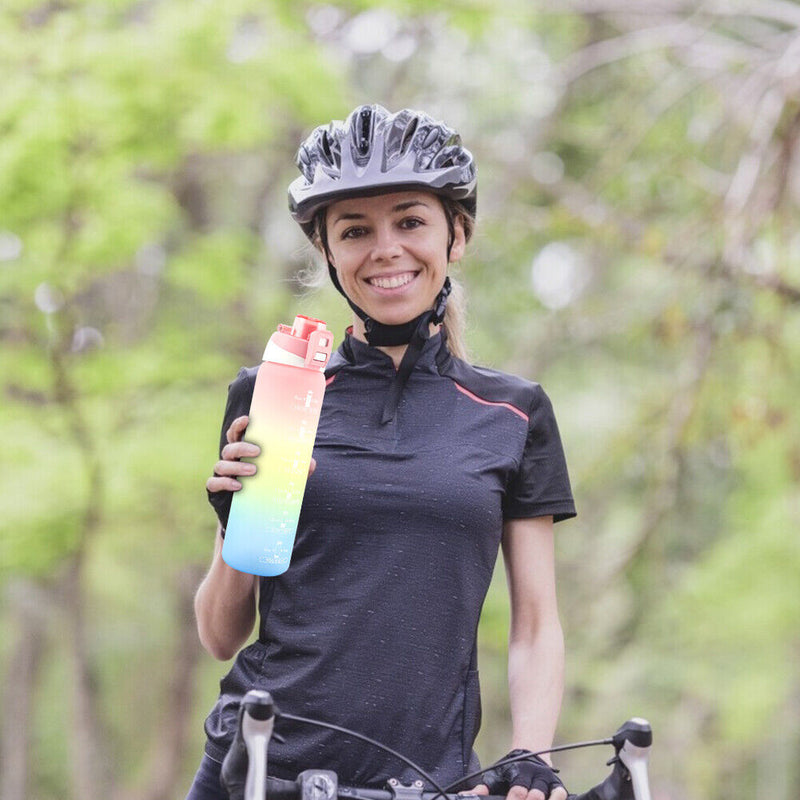 1000ML One-button Lock Sports Water Cup Leak-proof for Gym Outdoor (Pink) Newly