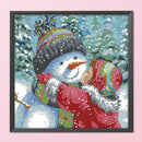 Partial Cross Stitch 11CT Kiss Snowman Counted Embroidery DIY Christmas Home Art