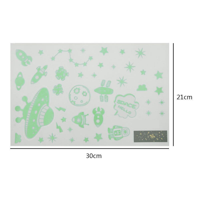Creative Spaceship Glowing Wall Stickers DIY Kid Bedroom Fluorescent