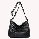 Women Soft PU Leather Solid Color Shoulder Bags Multifunctional Crossbody Bags