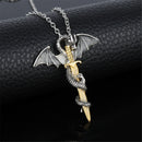 Men Women Glow In The Dark Chain Luminous Dragon Sword Necklace Choker Pendant