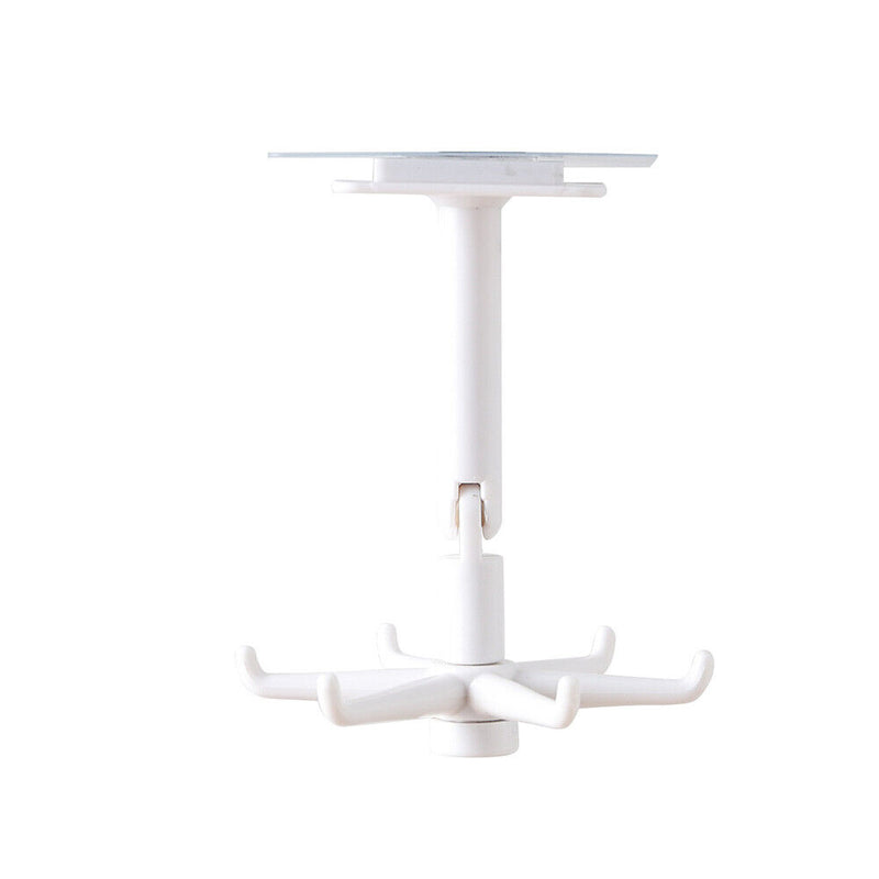 Rotated Kitchen Hooks Adhesive Wall Door Clothes Bag Hanger Racks (White) Newly